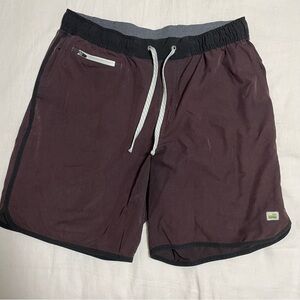 Men's Vuori Banks Burgundy Shorts with Black Trim